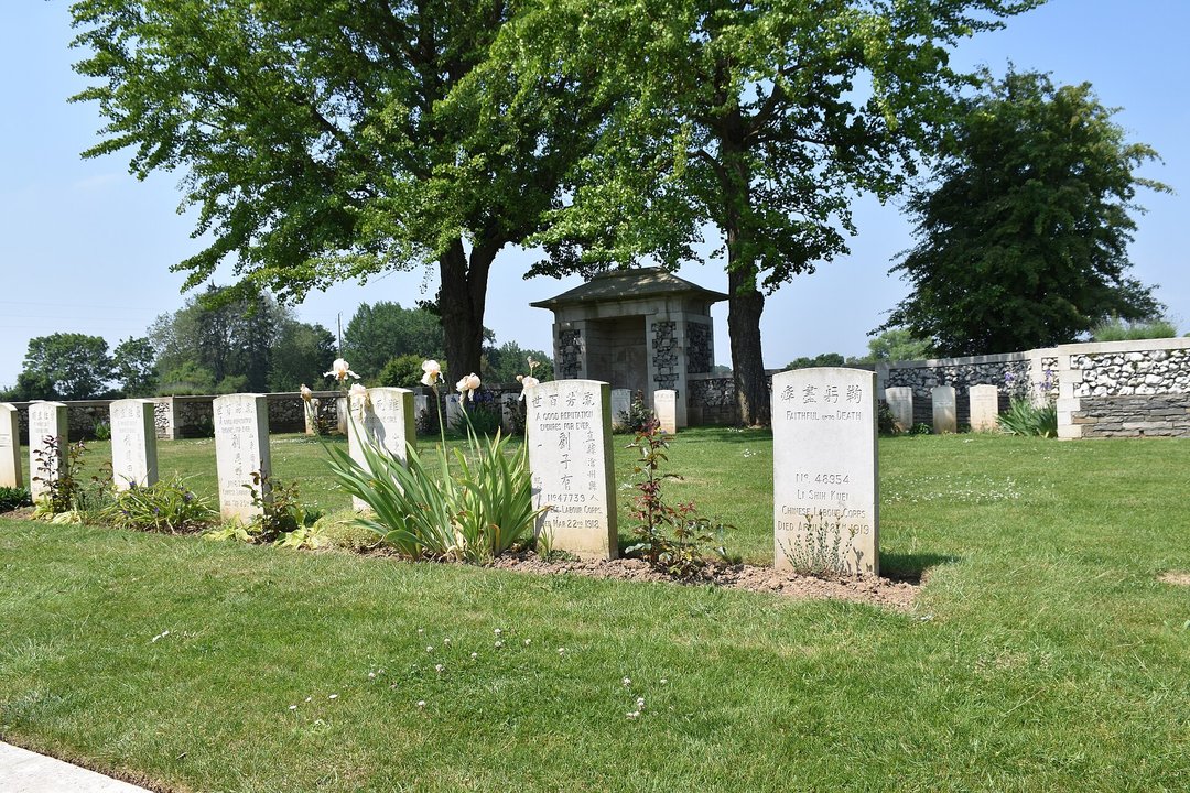 Military History | Ayette Indian and Chinese Cemetery — The Rank Cut in the Stone Is Labourer